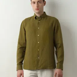 SELECTED HOMME Green Regular Fit Linen Shirt-picture-44