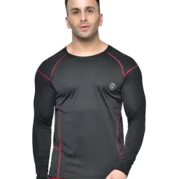 Chkokko Black Regular Fit Sports T-Shirt-image-86