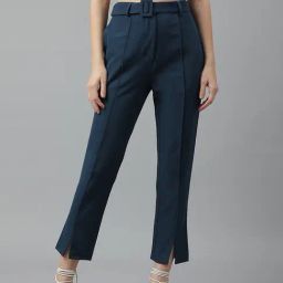 Latin Quarters Teal Regular Fit High Rise Pleated Trousers-image-27