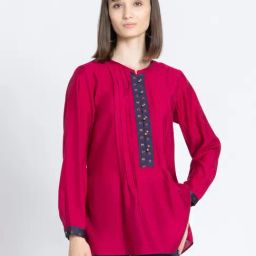 SHAYE Pink Printed Kurti-25