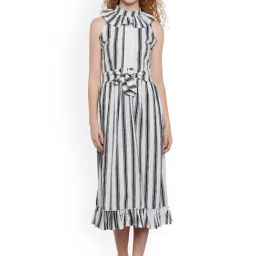 Belle Fille White & Black Striped Dress-picture-10