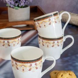 SONAKI Printed White Bone China Coffee Mug - Set of 6 (180ml)-image-63