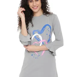 La Intimo Grey Printed T-Shirt-image-35