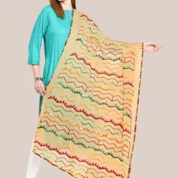 Dupatta Bazaar Beige Embroidered Dupatta-image-6