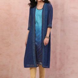 Rangriti Turquoise Printed A Line Kurta-picture-7