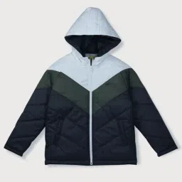 Gini & Jony Kids Blue & White Color Block Full Sleeves Jacket-image-38
