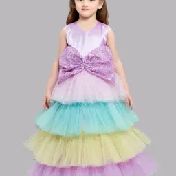 Pink Chick Kids Multicolor Solid  Gown-image-7