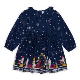 H by Hamleys Girls Navy Printed Full Sleeves A Line Dress-image-25