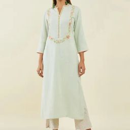 Soch Green Embroidered Straight Kurta-image-64