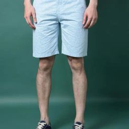 Crimsoune Club Blue Cotton Slim Fit Self Design Shorts-image-92