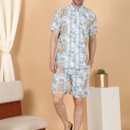 Sweet Dreams Blue Regular Fit Printed Nightwear Set-image-22