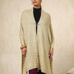 Soch Beige Acrylic Zari Shawl-picture-23