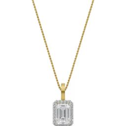 EMORI 14k (585) Yellow Gold Shiny Halo Diamond Pendant-image-32