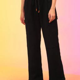 Globus Black Straight Fit Mid Rise Cargo Trousers-picture-46