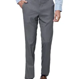 Raymond Grey Slim Fit Flat Front Trousers-image-38