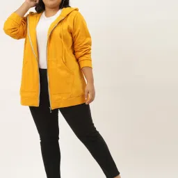 theRebelinme Yellow Fleece Solid Full Sleeves Sweatshirts image 5