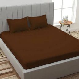 Romee Coffee Brown Polyester Solid Bed Sheets-9