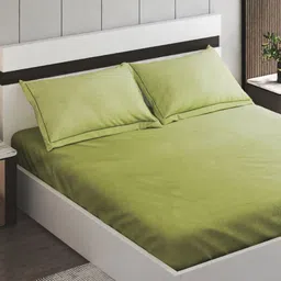 Home Centre Home Shores Green Checked 300 TC Cotton King Bedsheet Set-2.74 m x 2.74 m-image-25