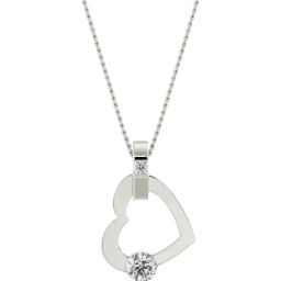 EMORI 14k (585) White Gold Tilted Diamond Heart Pendant-image-19