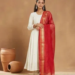 Fabindia Red Solid Dupatta-picture-38