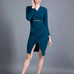 Miss Chase Teal Plain Dress-picture-21