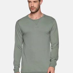 SHOWOFF Green Cotton Slim Fit Solid Sweatshirt-28