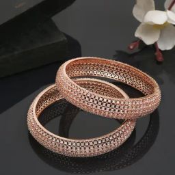 YouBella Rose Gold Plated Stylish American Diamond Studded Bangles-39