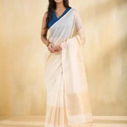 Fabindia Off White Woven Saree-picture-21