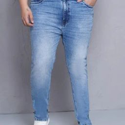John Pride Mid Blue Regular Fit Lightly Washed Plus Size Jeans-image-48