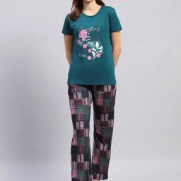 Monte Carlo Teal Graphic Print T-Shirt With Pyjamas-image-51