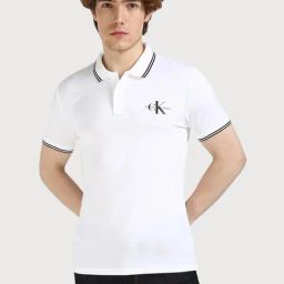 Calvin Klein Jeans Bright White Cotton Regular Fit Polo T-Shirt-image-75