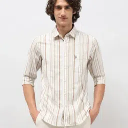 U.S. Polo Assn. Denim Co. White Cotton Slim Fit Striped Shirt-picture-37