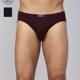 Levi's Navy & Wine Cotton Briefs - Pack of 2-image-83