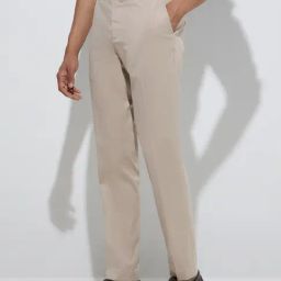 WES Formals by Westside Beige Slim-Fit Mid-Rise Trousers-image-84