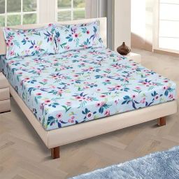 Romee Blue Microfibre Floral Bed Sheets-picture-7