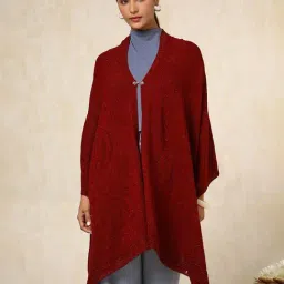Soch Maroon Acrylic Zari Shawl-image-80
