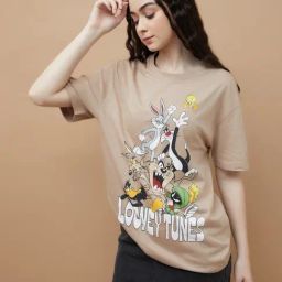 Ginger By Lifestyle Brown Cotton Regular Fit Printed T-Shirt-picture-11