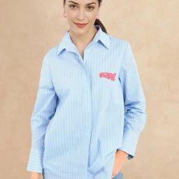 RAREISM Blue Cotton Blend Printed Long Sleeves Top-image-69