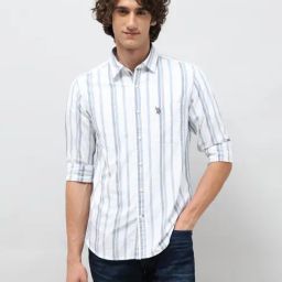 U.S. Polo Assn. Denim Co. Blue Cotton Slim Fit Striped Shirt-picture-22