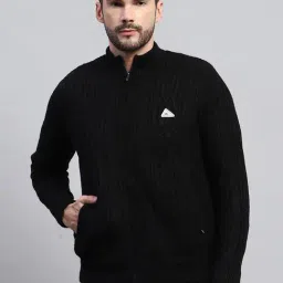 Monte Carlo Black Wool Blend Regular Fit Self Design Jacket-picture-44