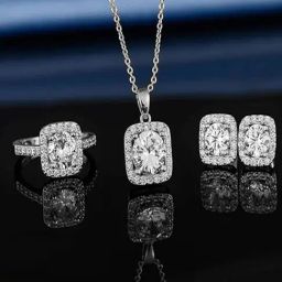 Peora Silver Cubic Zirconia Studded Pendant Chain Earring & Ring Set-image-13