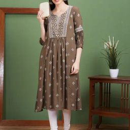 Globus Brown Printed Kurta-image-6