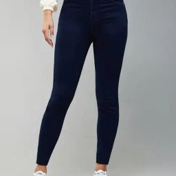 DOLCE CRUDO Dark Blue High Rise Stretchable Jeans-image-23