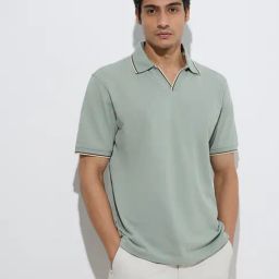 WES Casuals by Westside Sage Relaxed-Fit Cotton-Blend Polo T-Shirt-image-95