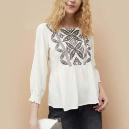 Fame Forever By Lifestyle Off White Regular Fit Embroidered Top-picture-28