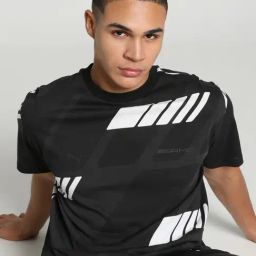 Puma AMG Statement Motorsport Black Cotton Relaxed Fit Printed Sports T-Shirt-image-85