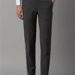 Louis Philippe Grey Slim Fit Texture Trousers-image-17