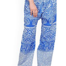 Exotic India Women Casual Trousers from Pilkhuwa with Printed Palm Trees-0