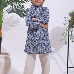 Cutiekins Boys Ethnic Motifs Printed Regular Pure Cotton Straight Kurta with Pyjamas-picture-14