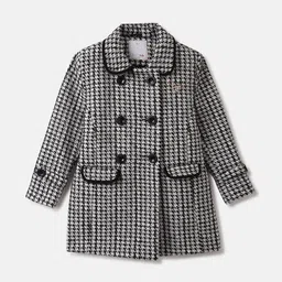 ELLE Girls Double-Breasted Checked Spread Collar Overcoat-image-46
